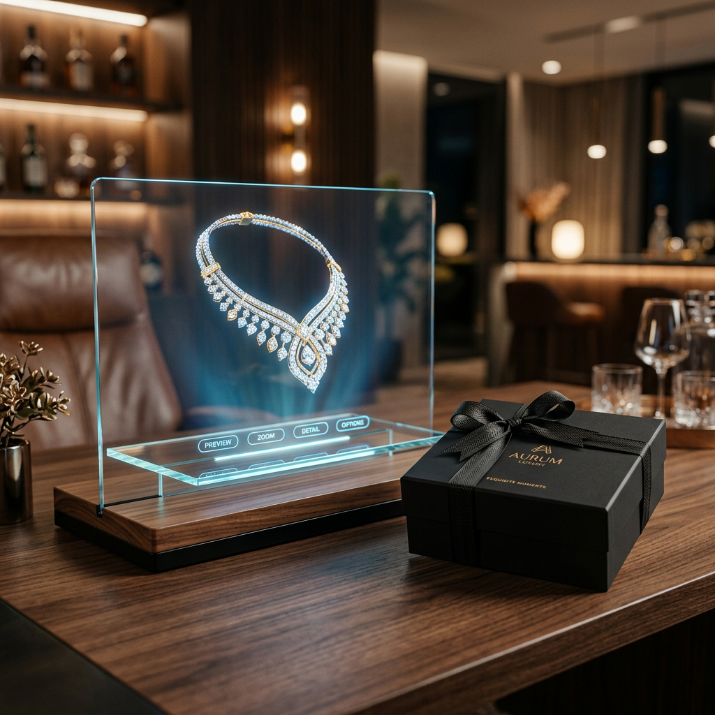 Luxury 3D preview screen and black gift box